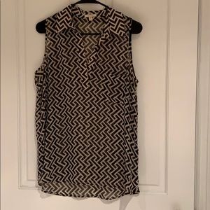 Pleione sheer geometric sleeveless blouse